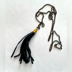 Black Leather Tassel Necklace